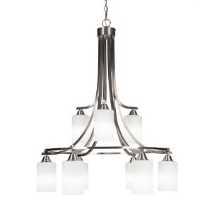 Toltec Lighting Paramount 9 - Light Chandelier in  Brushed Nickel with 4" White Muslin Shade - 1 of 1