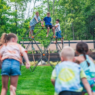 Large Black and Orange Steel Geometric Climbing Dome for Kids