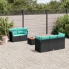 vidaXL 6 Piece Patio Sofa Set with Cushions - Black - 2 of 4