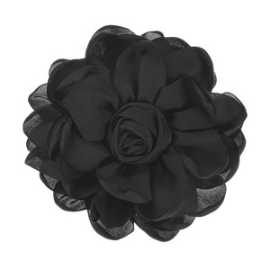 Unique Bargains Alloy Satin Fabric Big Rose Flower Dainty Brooches 1 Pc - 1 of 4