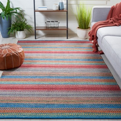 Handmade Multicolor Wool and Cotton Flat Woven Rug