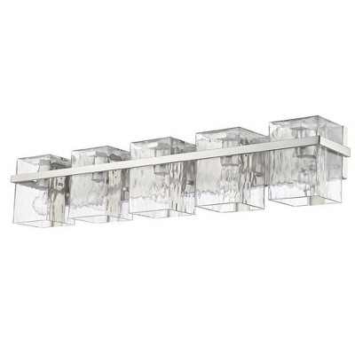 Bennington 36.25" Brushed Nickel Vanity Light with Rippled Glass Shades