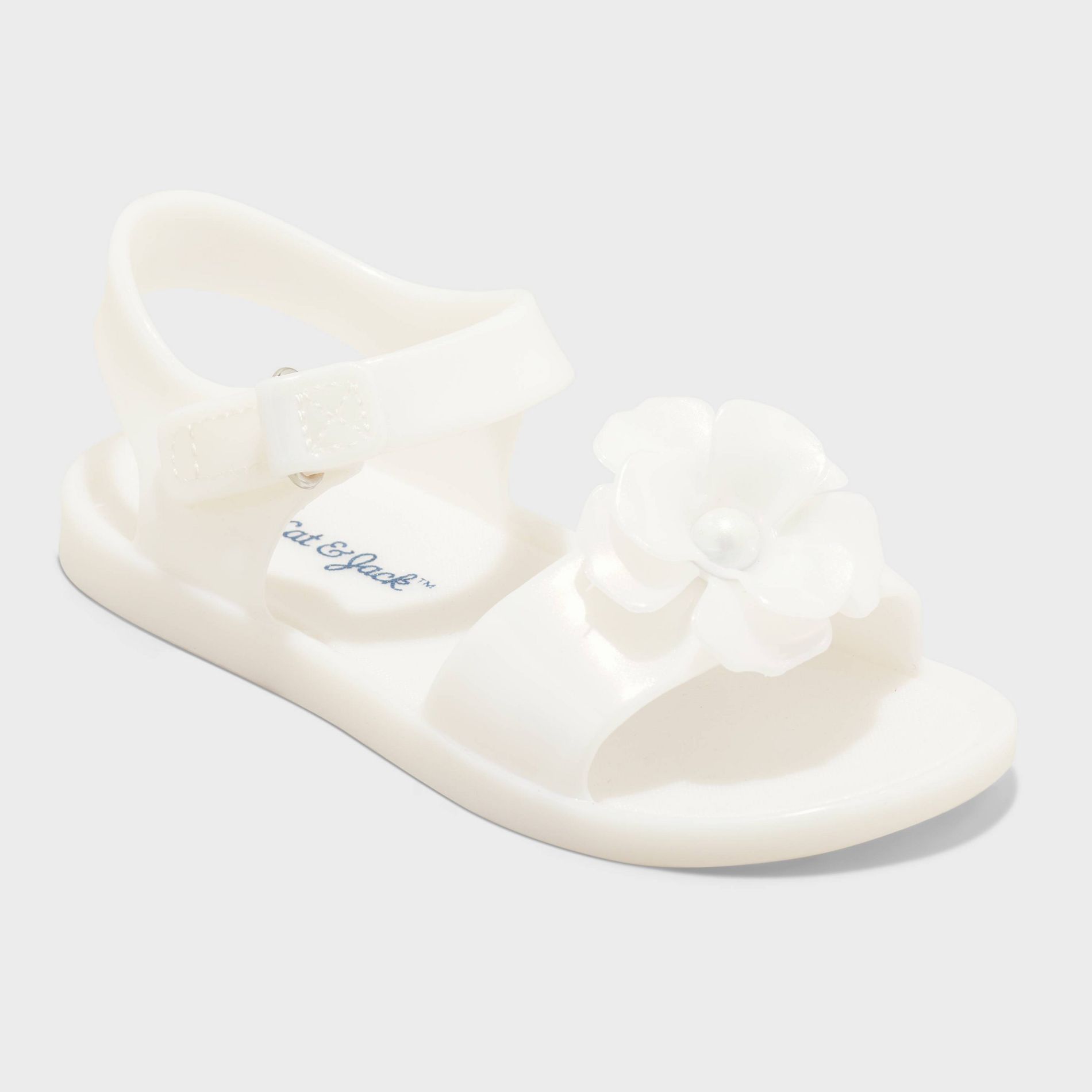Toddler Girls' Kate Jelly Sandals - Cat & Jack™ White 8T: Open Toe, Hook and Loop Closure