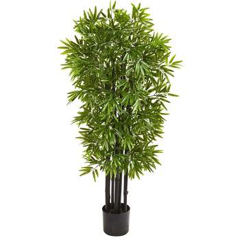 Nearly Natural 51-in Bamboo Artificial Tree with Black Trunks UV Resistant (Indoor/Outdoor)