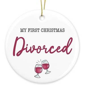 Lomsoe My First Christmas Divorced Ornament Divorced Gifts for Her Him Friends Divorcement Christmas Ceramic Xmas Tree Ornament Decorations - 1 of 1