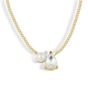 EVRY JEWELS WATERPROOF Gold or Silver Plated Toi et Moi Necklace - 1 of 3