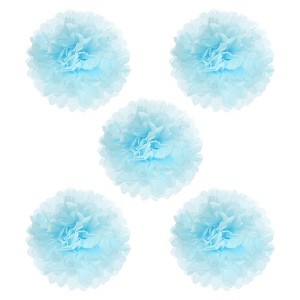 Unique Bargains Decorative Reusable Party Wedding Tissue Pom Poms Flowers 5 Pcs - 1 of 4