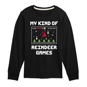 Boys' - Instant Message - My Kind Of Reindeer Games Christmas Long Sleeve Graphic T-Shirt - 1 of 4