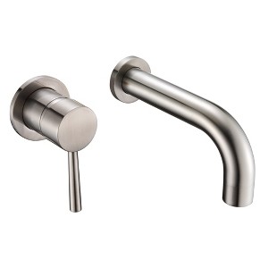 Sumerain Wall Mount Bathtub Faucet Brushed Nickel Tub Filler with Brass Valve and Left-Handed Handle - 1 of 4