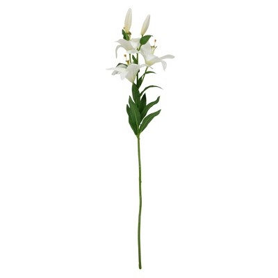 Allstate Floral 28" White Easter Lily Artificial Silk Floral Spray