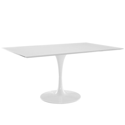 Lippa 60" White Rectangular Mid-Century Modern Dining Table