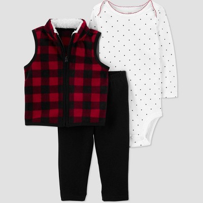 Image of Baby Girls' Buffalo Check Vest Top & Bottom Set - Just One You® made by carter's White/Red 9M