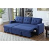 FONTOI Pull out Sectional Sofas, Reversible Sleeper Sectional Sofa with Storage Chaise and Removable Back Cushions, Blue, 82"*34.5"*53" - 3 of 4