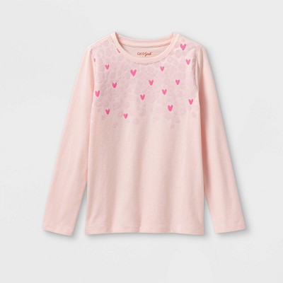 Girls' 'Animal Hearts' Long Sleeve Graphic T-Shirt - Cat & Jack™ Powder Pink