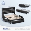 Greenstell Bed Frame with 4 Storage Drawers  ,Upholstered  Storage Headboard & Charging Station and  LED Light & Storage Drawers - 2 of 4