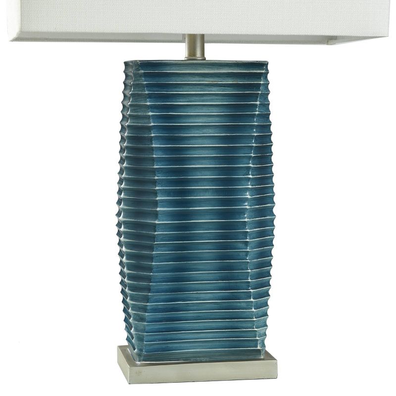 Vertical Lined Moulded Table Lamp with Steel Base Blue - StyleCraft, 4 of 9