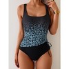 Eomenie One Piece Swimsuit for Women Tummy Control Ruched Slimming Bathing Suit Drawstring Leopard Swimwear - 2 of 3