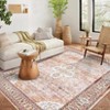 8'x10' Vintage Floral Print Living Room Bedroom Rugs, Washable Non Slip Large Throw Carpet for Dining Room Nursery Kitchen, Orange - 2 of 4
