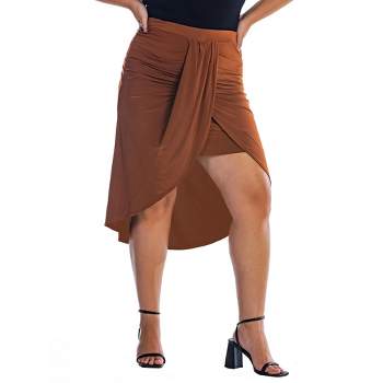 Womens Plus Size Solid Color Knee Length Tulip Skirt