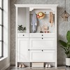 Mshliw 54.7 Inch Hall Tree with Shoe Cabinet and Mirror Entryway Storage Bench with Flip Drawers Hooks and Cabinets for Living Room - 2 of 4