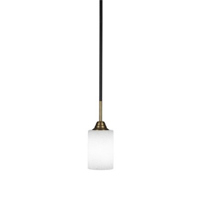 Toltec Lighting Paramount 1 - Light Pendant in  Matte Black/Brass with 4" White Muslin Shade