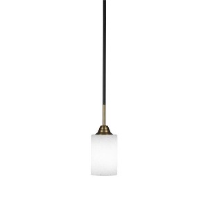 Toltec Lighting Paramount 1 - Light Pendant in  Matte Black/Brass with 4" White Muslin Shade - 1 of 1