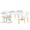 FURNIinspire Kids Table Sets 3 Pieces Kids Table Chair Set, Wooden Activity Play Table Set, Square Table with 2 Chairs, White, 23.6"*23.6"*17.3" - 3 of 4