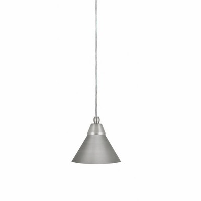 Toltec Lighting Any 1 - Light Pendant in  Brushed Nickel with 7'' Brushed Nickel Cone Metal Shade Shade