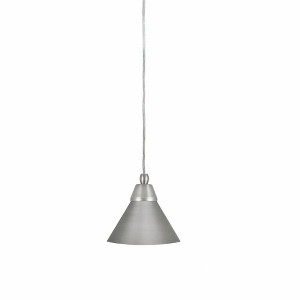 Toltec Lighting Any 1 - Light Pendant in  Brushed Nickel with 7'' Brushed Nickel Cone Metal Shade Shade - 1 of 1