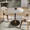 Round Dining Table with Sintered Stone Top and Gold Accents Stainless Steel Pedestal Base – Seats 2–3 People, Kitchen & Dining Room Table for Cafes - 2 of 4