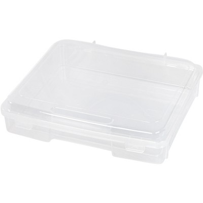IRIS USA Fits 8.5" x 11" Plastic Portable Project Case, Board Games Storage Container, Clear
