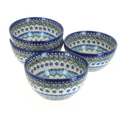 Blue Rose Polish Pottery 71-4 Vena Dessert Bowl Set