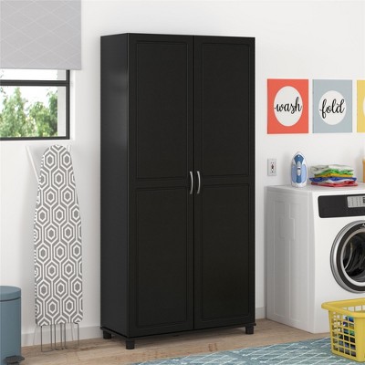Black Laminated Freestanding Utility Storage Cabinet with Adjustable Shelving