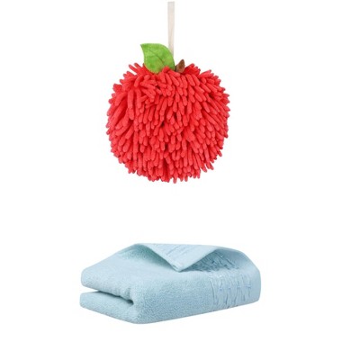 REGALWOVEN Cute Soft Absorbent Hand Towels for Quick Drying 14" x 30"/6" x 6" 2 Pcs