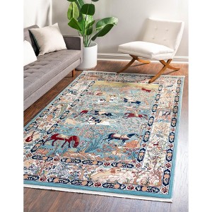 Unique Loom Narenj Birmingham Floral Indoor Woven Fringe Area Rug - 1 of 4