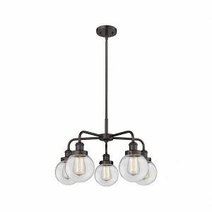 Beacon - 5 Light Stem Hung Chandelier In Art Deco Style-15.13 Inches Tall and 24 Inches Wide - 1 of 1