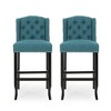 Set of 2 31" Vienna Contemporary Fabric Tufted Wingback Counter Stools with Nailhead Accents for Kitchen - 2 of 4
