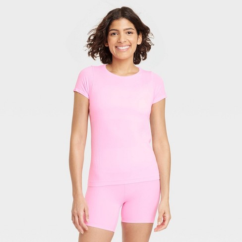 nsendm Womens Shirt Female Adult Womens Mock Turtleneck Long Sleeve Womens  Blouse Casual Biking Blouse Short Sleeve Athletic Shirt (Pink, XL) 