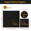 DYLIVeS Happy Birthday Napkins,Black and Gold Foil Dots Napkins Disposable Paper Napkins for Picnic Cocktail Birthday Party Supplies Decorations - 2 of 4