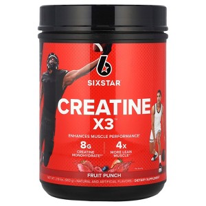 Six Star Creatine Powder Creatine X3 Creatine HCl + Creatine Monohydrate Powder Muscle Recovery Workout Supplement Creatine Supplements Fruit Punch - 1 of 2