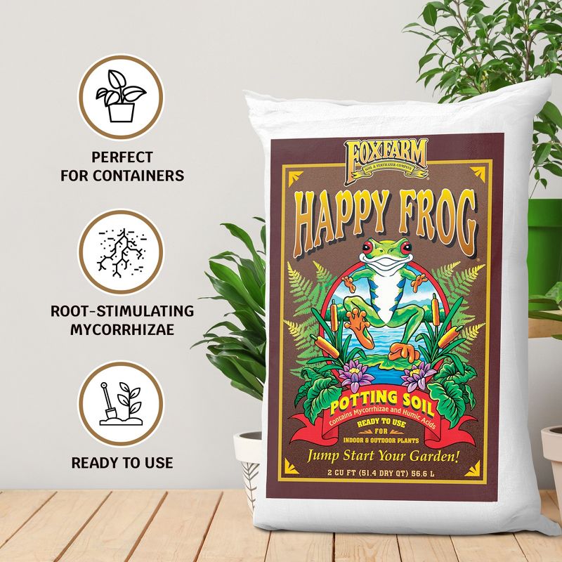 Foxfarm FX14047 Happy Frog 2 Cubic Feet/51.4 Quart Ph Adjusted Pre-Mixed Plant Garden Potting Soil Mix for Indoor and Outdoor Plants, 3 of 7