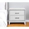 HomeRoots 26" White Two Drawer Faux Crystal Bling Wood Nightstand - 2 of 4