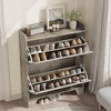 Shoe Cabinet Storage for Entryway, Narrow Shoe Cabinet with 2 Flip Drawers, Freestanding Hidden Slim Shoe Organizer Cabinet with Hooks - 4 of 4