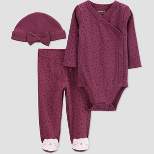 Carter's Just One You® Baby 3pc Animal Print Top & Bottom Set with Hat - Purple