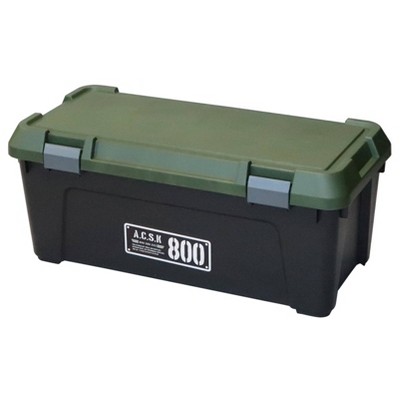 JEJ Astage Tough Trunk 800X Stackable Heavy-Duty Multipurpose Storage Tote Green Black