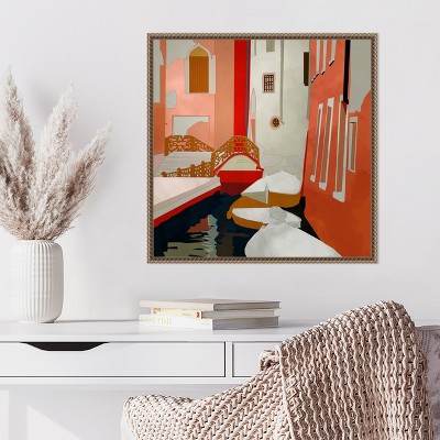 Venice Abstract Landscape Canvas Wall Art with Beaded Frame