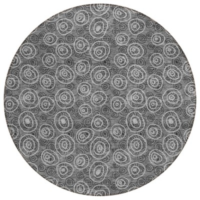 Gray Charcoal And Silver Geometric Washable Indoor Outdoor Area Rug