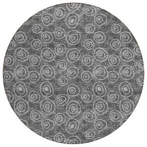 Gray Charcoal And Silver Geometric Washable Indoor Outdoor Area Rug - 1 of 4