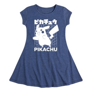 Girls' - Pokémon - Pikachu Kanji Fit & Flair Cap Sleeve Dress - 1 of 3