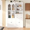 Freestanding Buffet with Hutch with 4 Drawers, Door Shelves and Pull-out Trays for Kitchen Storage or Dining Room Setup - 3 of 4